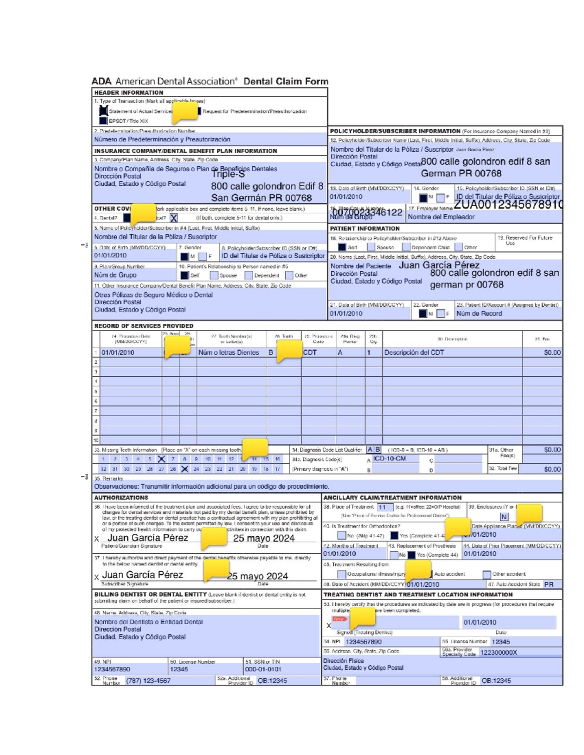 ADA Dental Claim Form Patient And Insurance Information Details Studocu