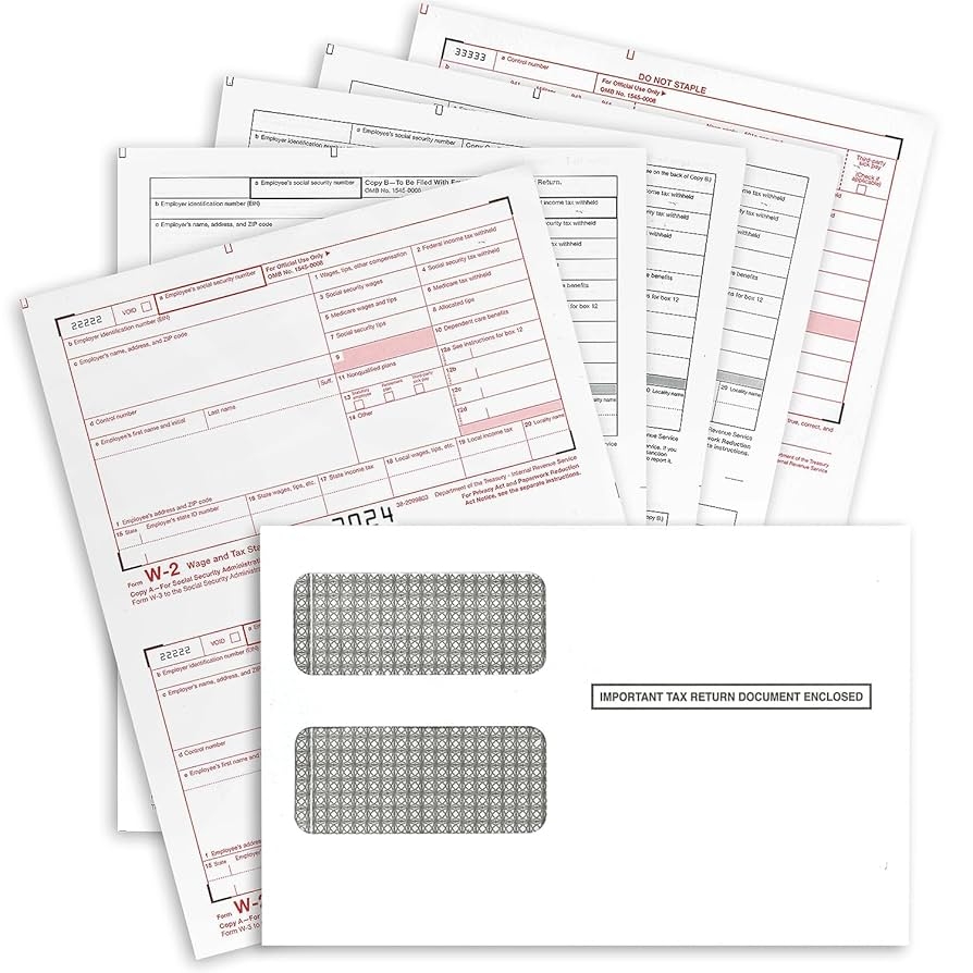 Amazon NextDayLables W2 Forms 2024 4 Part Tax Forms Set Of 50 With Self Seal Envelopes Laser Ink Jet Forms For QuickBooks And Accounting Software Office Products