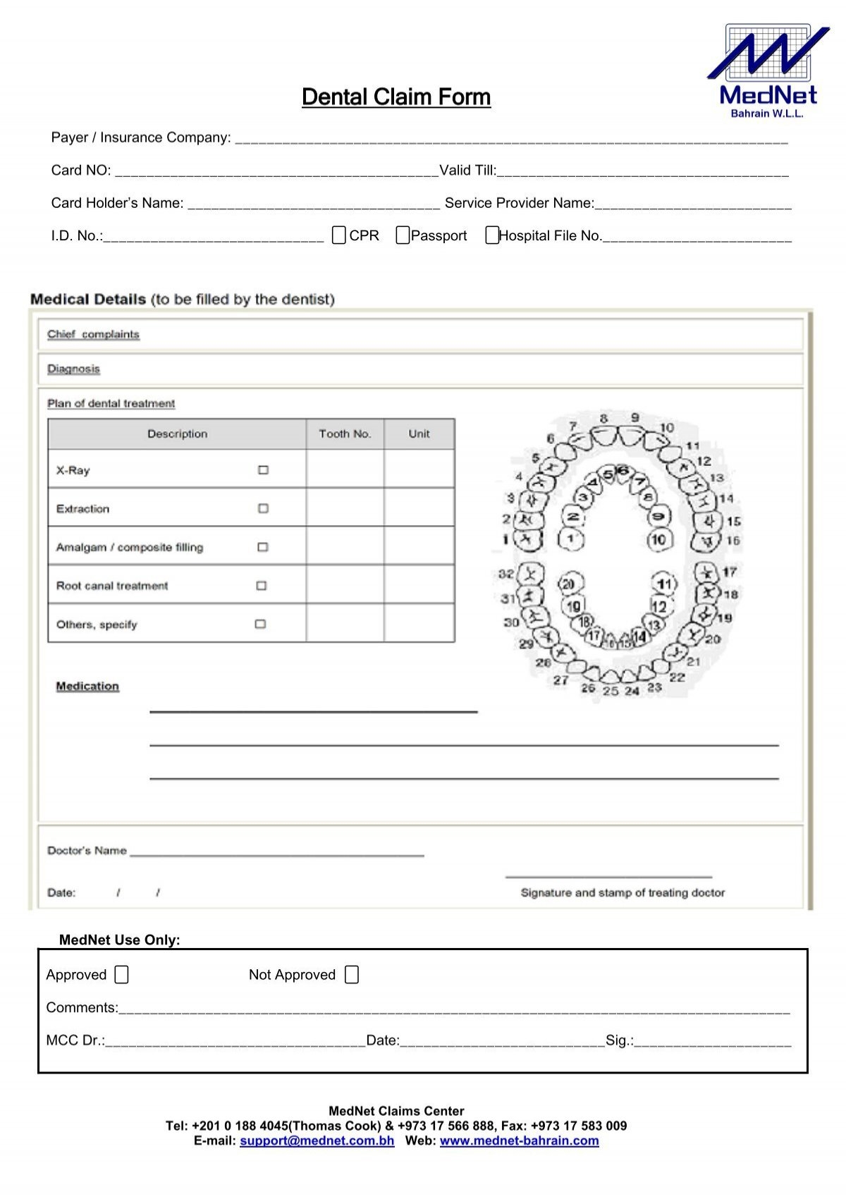 Appendix E Dental Claim Form MedNet Bahrain