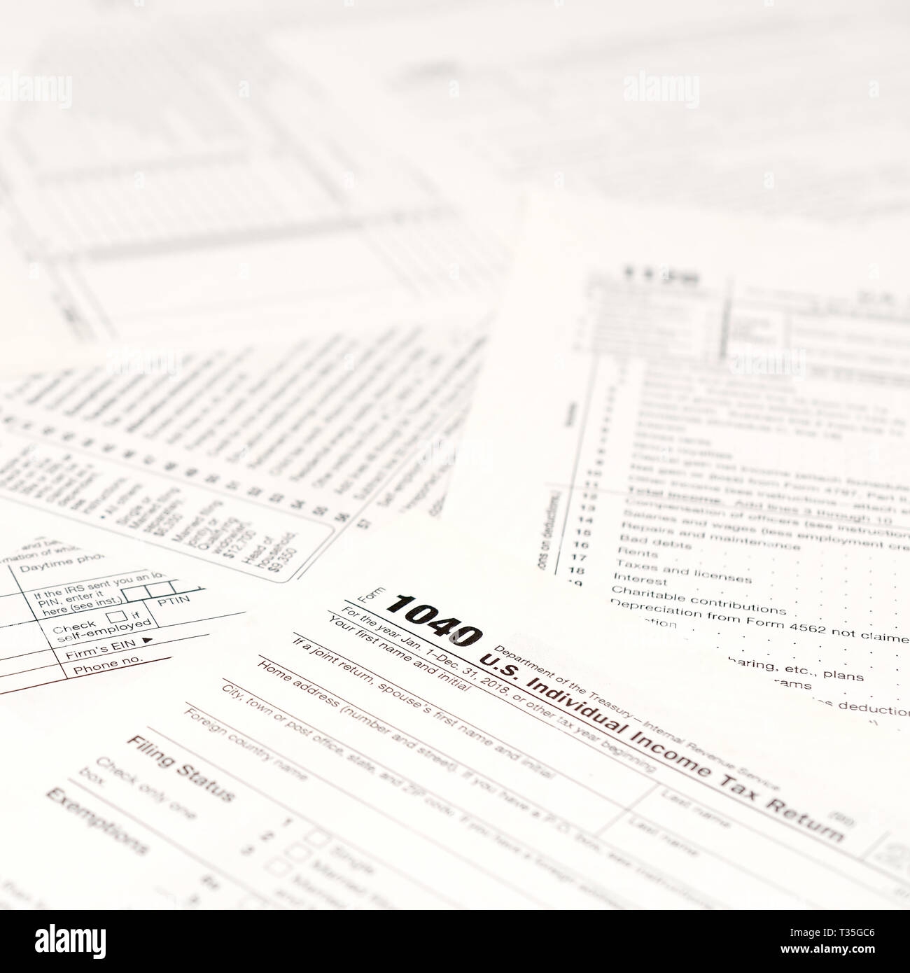 Blank Income Tax Forms American 1040 Individual Income Tax Return Form Papers With Empty And Unfilles Lines Stock Photo Alamy
