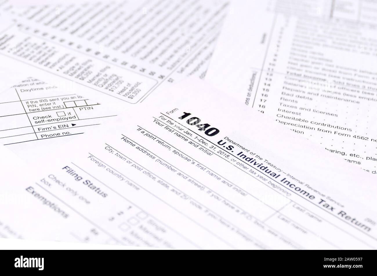 Blank Income Tax Forms American 1040 Individual Income Tax Return Form Papers With Empty And Unfilles Lines Stock Photo Alamy