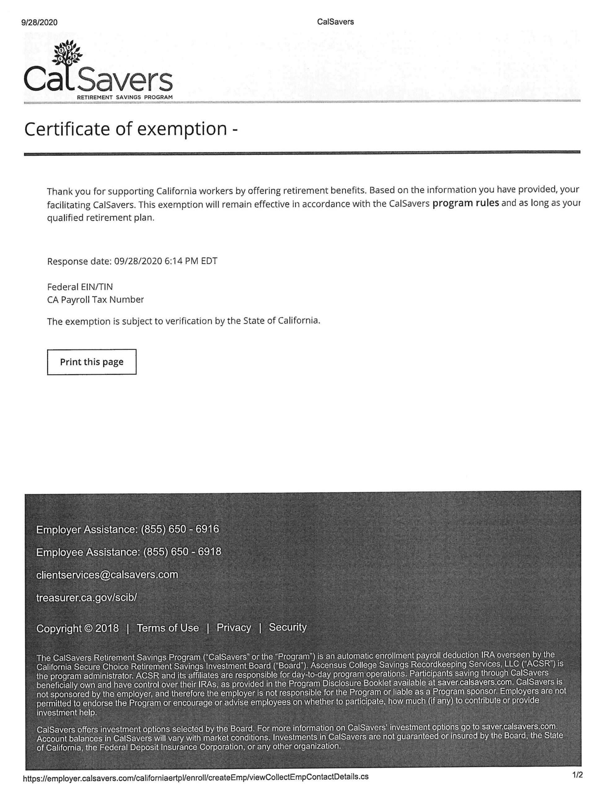 CalSavers Additional Information Bandy And Associates