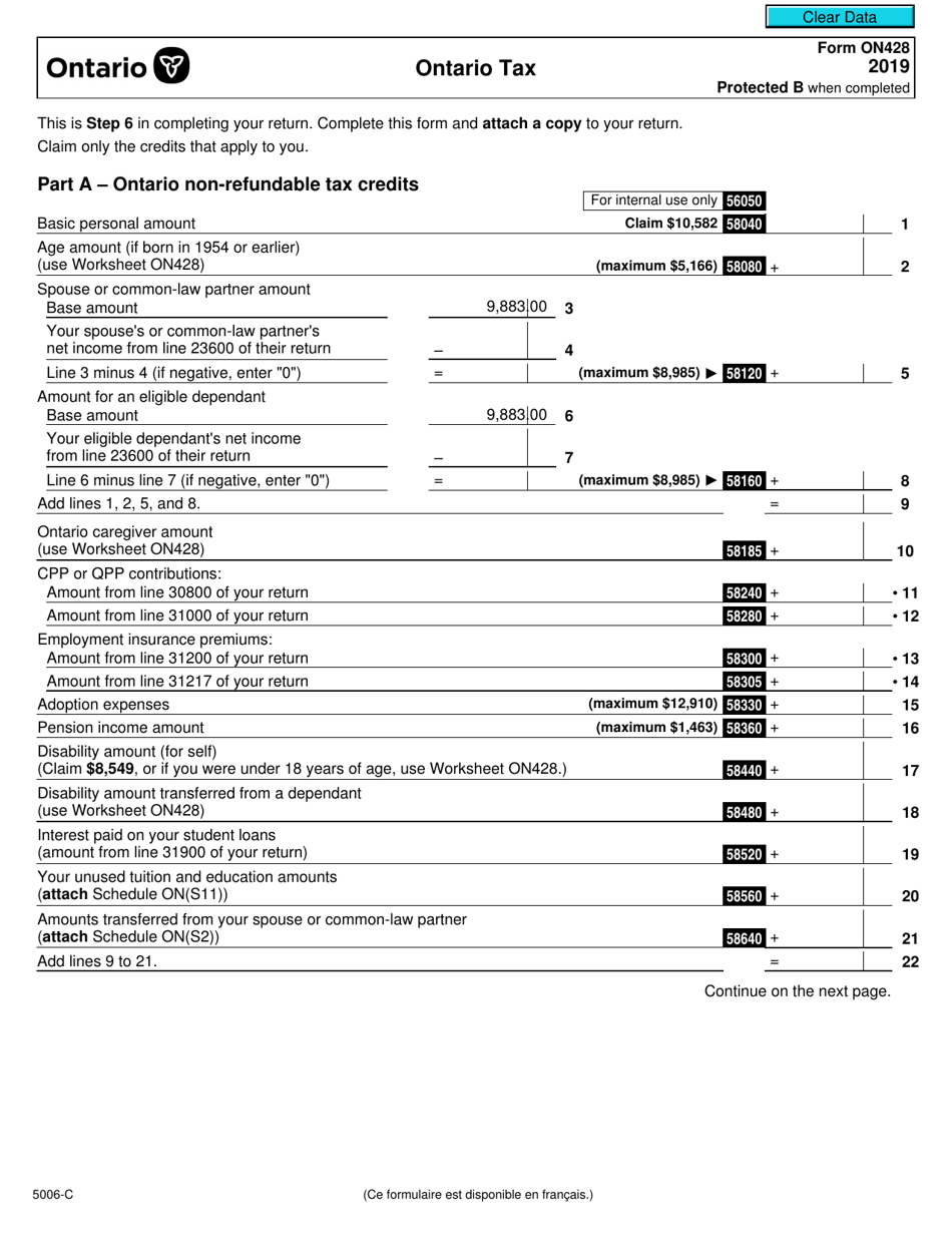Canada Income Tax Forms Form