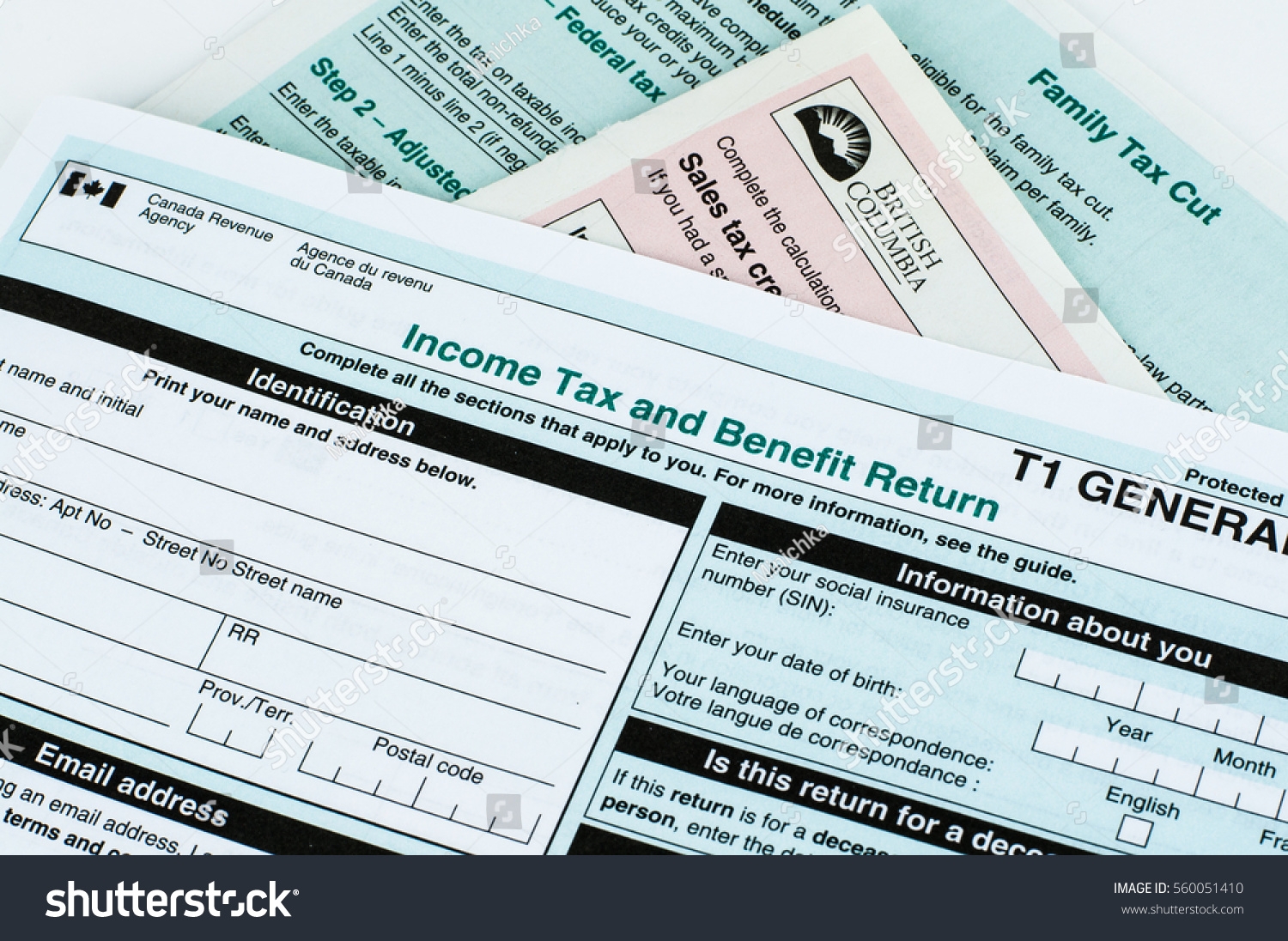 Canadian Tax Form Personal Income Tax Stock Photo 560051410