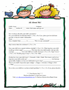 Daycare Enrollment Forms Child Care Registration Forms