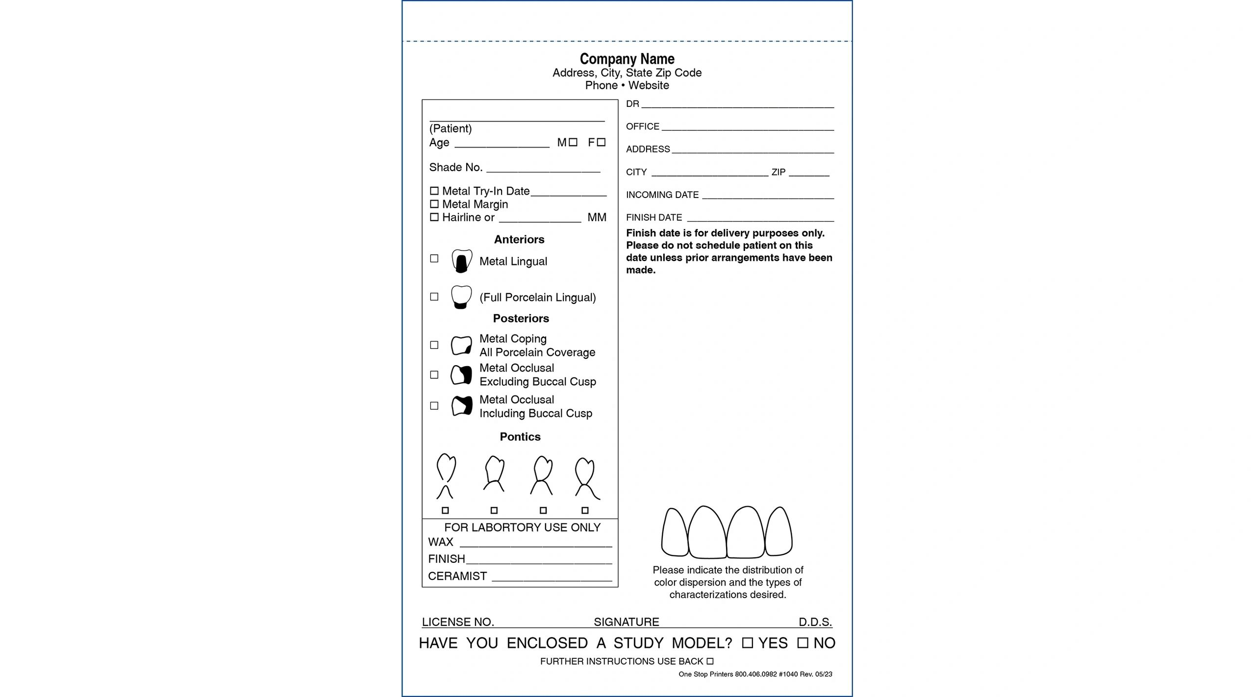 Dental Lab Slips