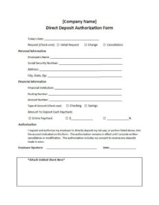 Direct Deposit Authorization Request Form Template word Editable Printable Etsy Canada