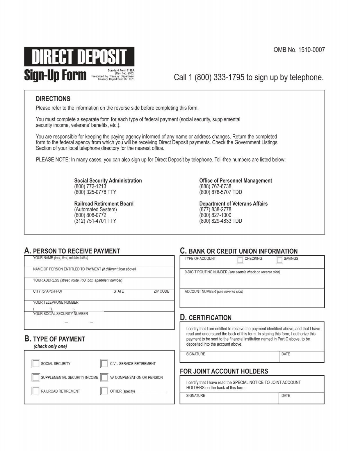 Direct Deposit Form