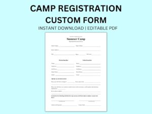 Editable Summer Camp Registration Form Medical Information digital Download Etsy