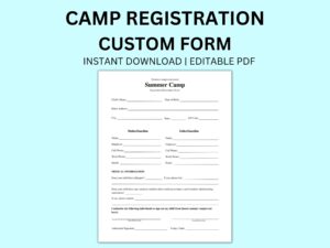 Editable Summer Camp Registration Form Medical Information digital Download Etsy