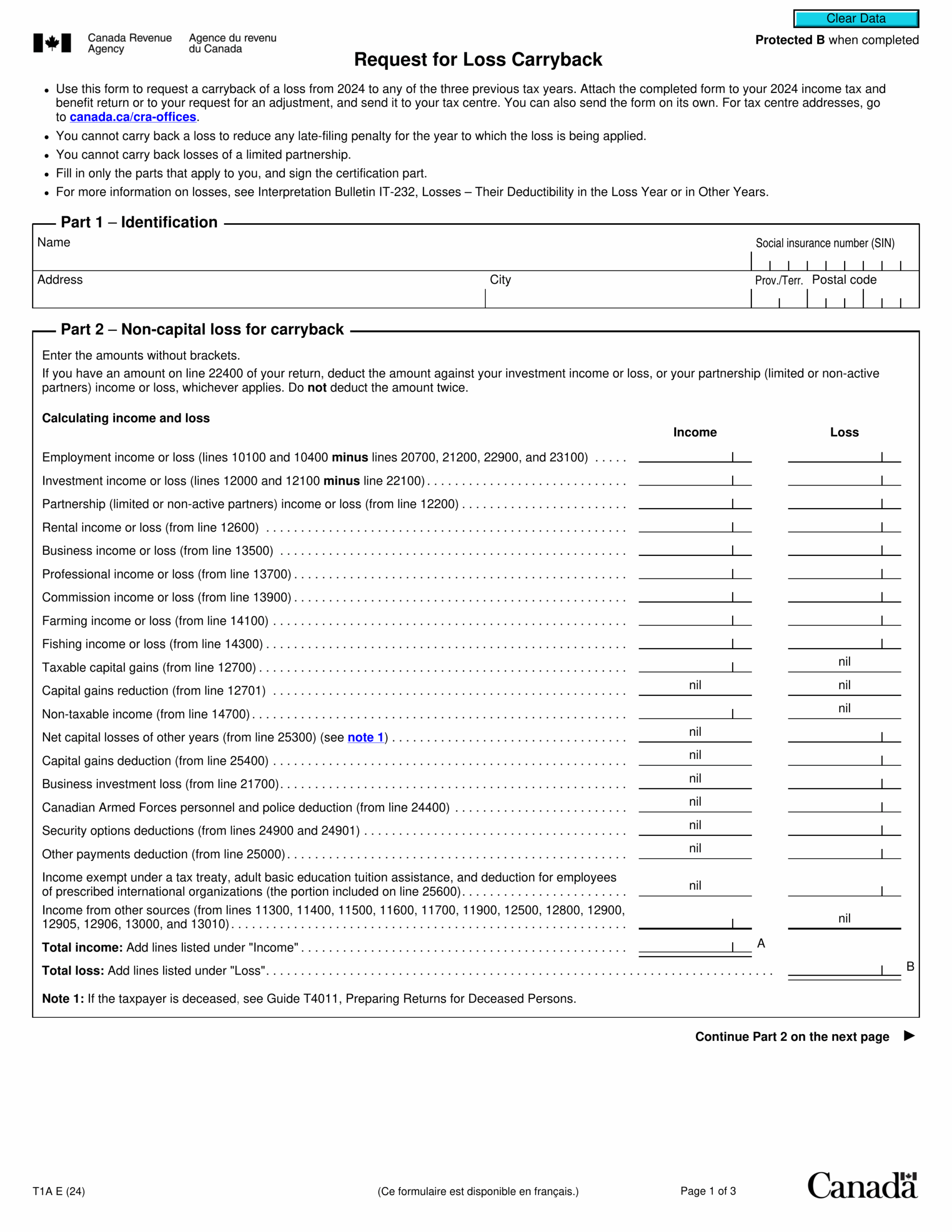 Fill Form T1A 2024 2025 Edit Canadian Tax Forms With PDF Guru