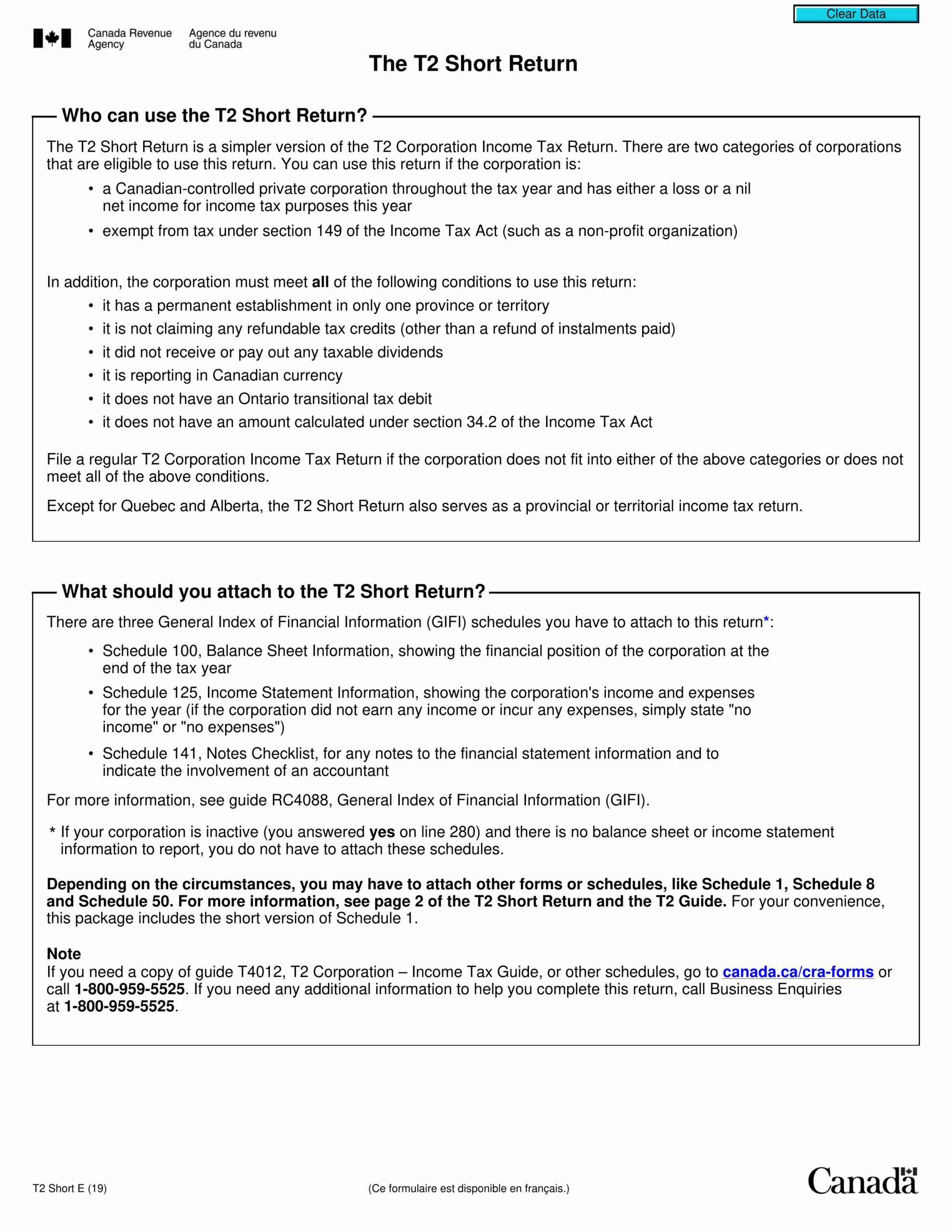 Fill Form T2 Short 2024 2025 Complete Canadian Tax Forms Online