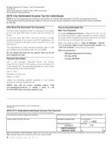 Fillable Online 2019 City Estimated Income Tax For Individuals State