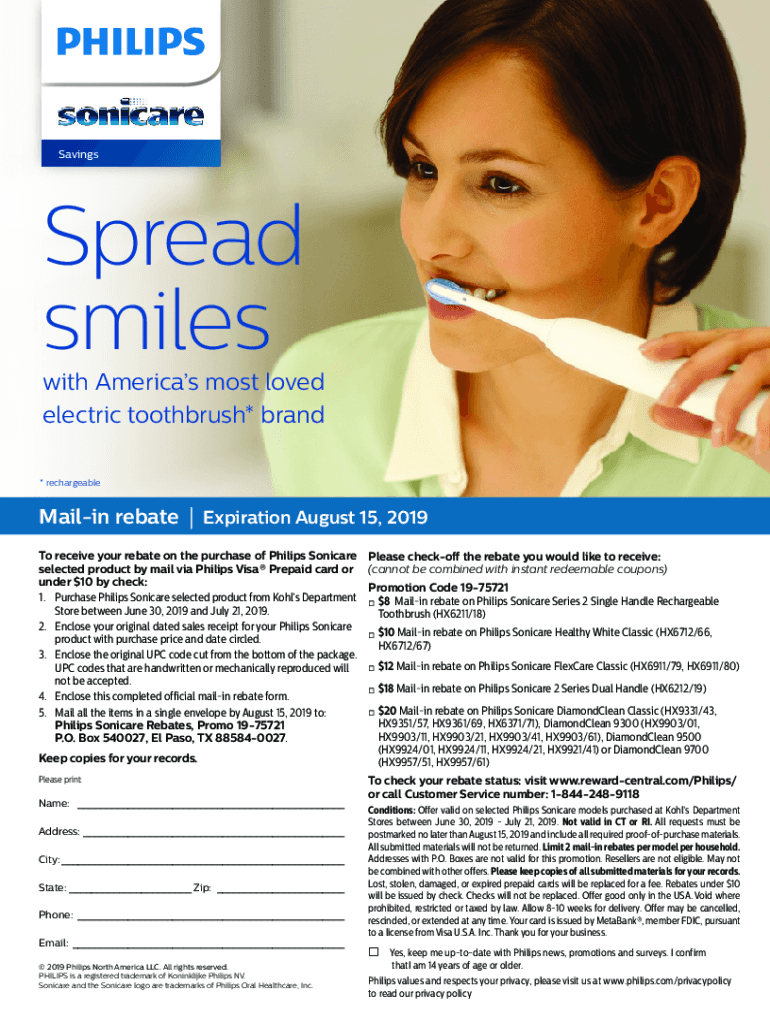 Fillable Online Philips Sonicare Rebate Fill Online Printable 
