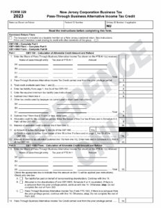 Form 329 Download Printable PDF Or Fill Online Pass Through Business Alternative Income Tax Credit 2023 New Jersey Templateroller