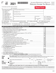 Form 41 Download Fillable PDF Or Fill Online Fiduciary Income Tax Return 2021 Alabama Templateroller