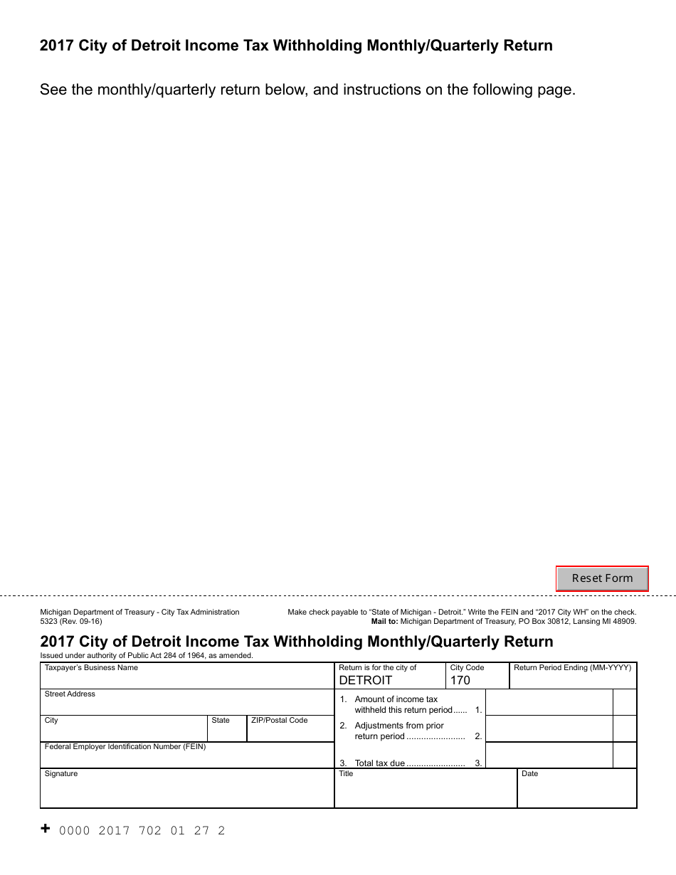 Form 5323 2017 Fill Out Sign Online And Download Fillable PDF Michigan Templateroller