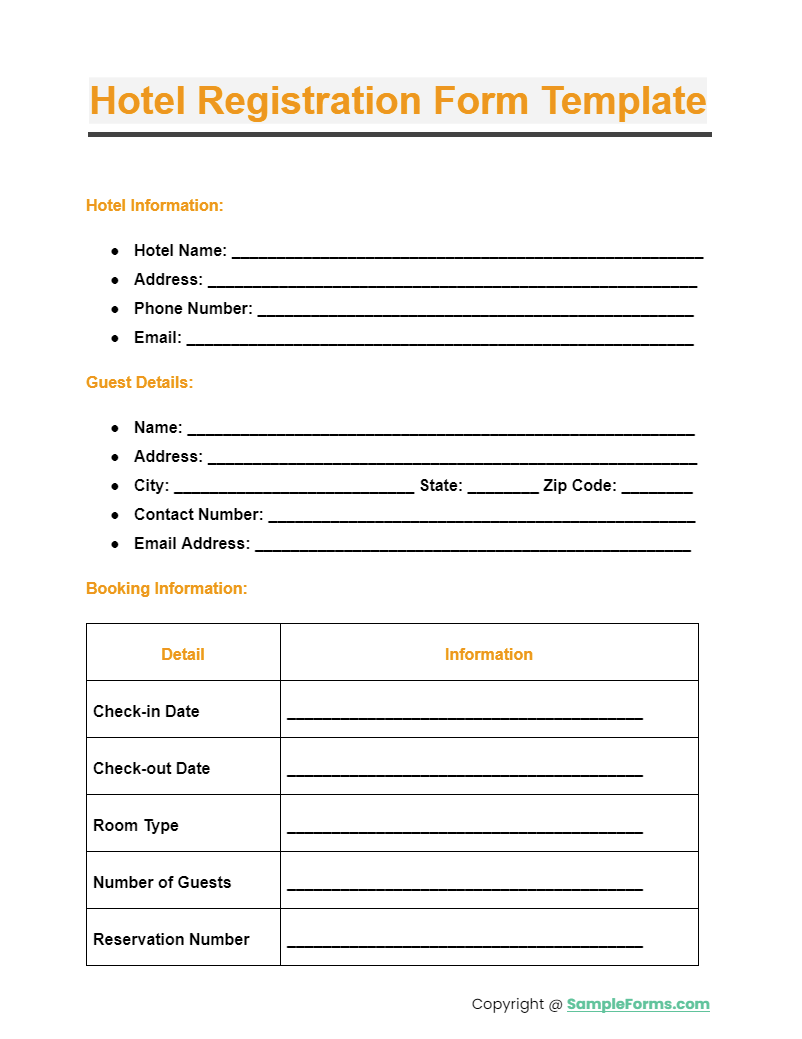 FREE 14 Hotel Registration Form Samples PDF MS Word Google
