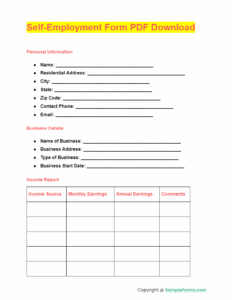 FREE 14 Self Employment Form Samples PDF MS Word Google Docs Excel