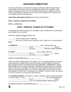 Free Advance Directive Form Medical POA Living Will PDF Word EForms