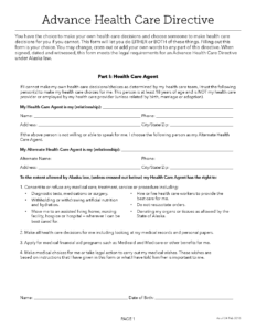 Free Alaska Advance Directive Form PDF