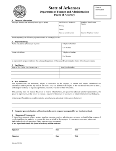 Free Arkansas Tax Power Of Attorney Form PDF EForms