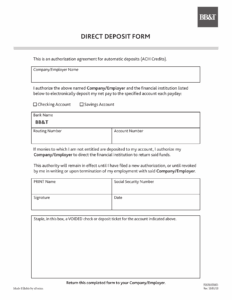 Free BBu0026T Direct Deposit Authorization Form PDF EForms