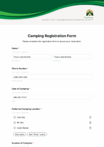 Free Camping Registration Form Template To Edit Online