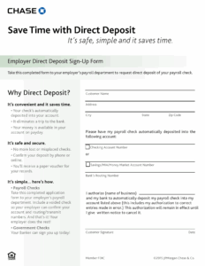 Free Chase Bank Direct Deposit Form PDF EForms