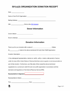 Free Donation Receipt Template 501 c 3 PDF Word EForms