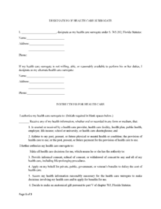 Free Florida Advance Directive Form PDF