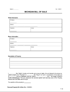 Free Michigan Bill Of Sale Forms Printable PDF U0026 Word