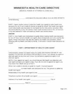Free Minnesota Advance Directive Form Template PDF Word EForms
