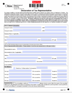 Free Ohio Tax Power Of Attorney Form PDF