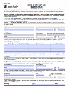 Free Pennsylvania Tax Power Of Attorney Form PDF