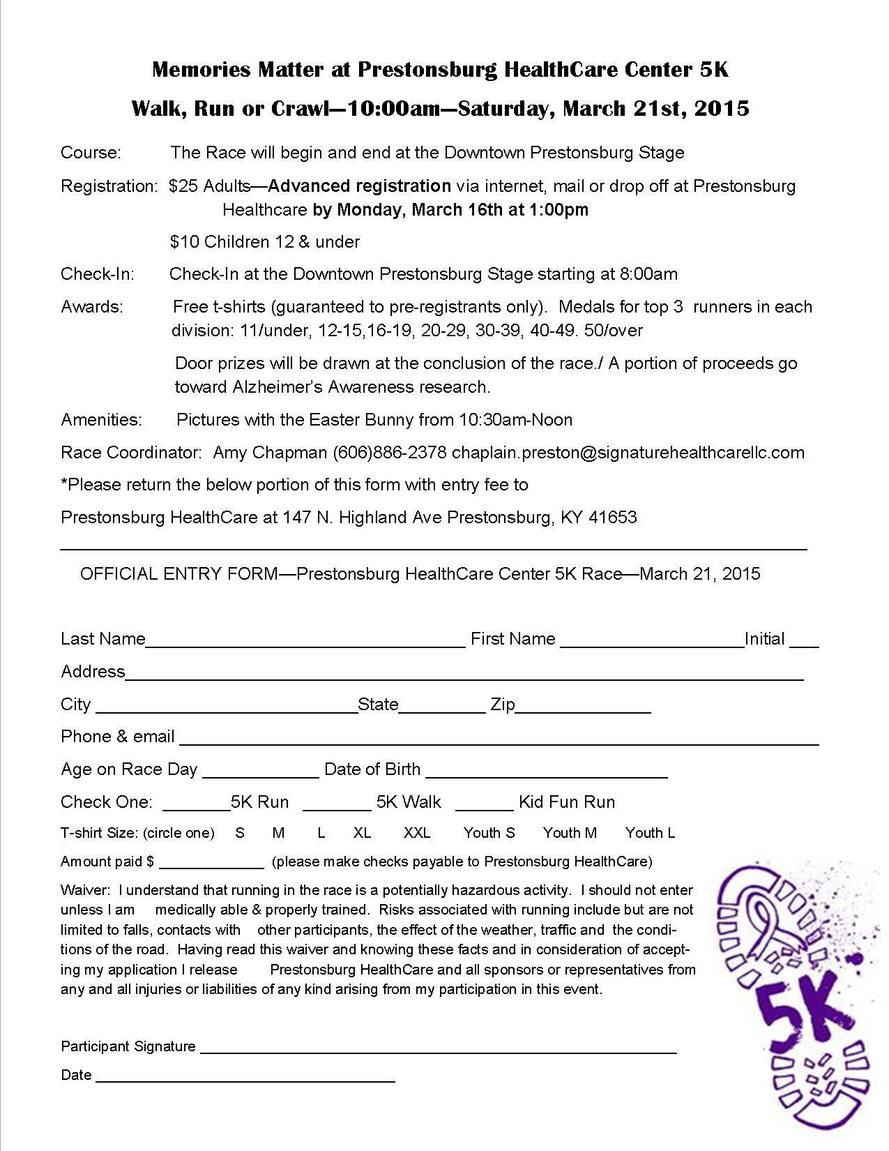 Free Printable 5k Registration Form Printable Form 2024