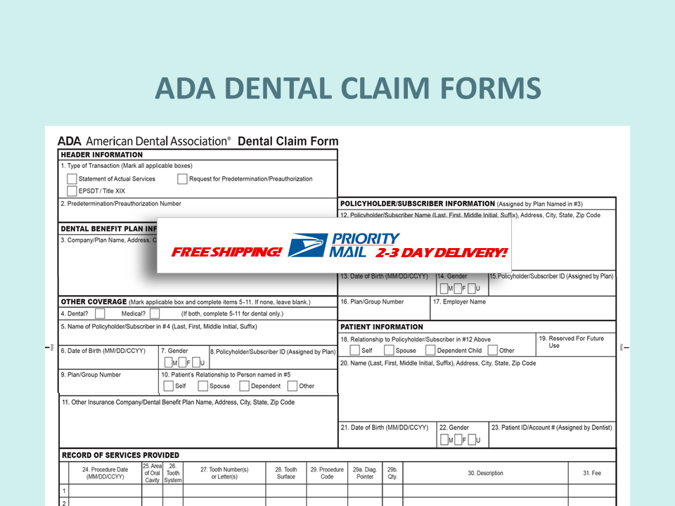 Free Printable Ada Dental Claim Form Printable Templates