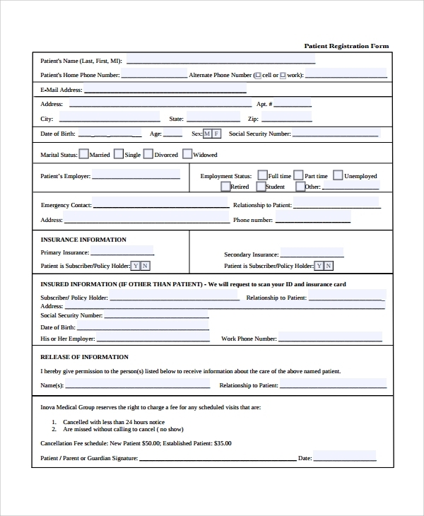 Free Printable Medical Registration Forms Printable Form 2024