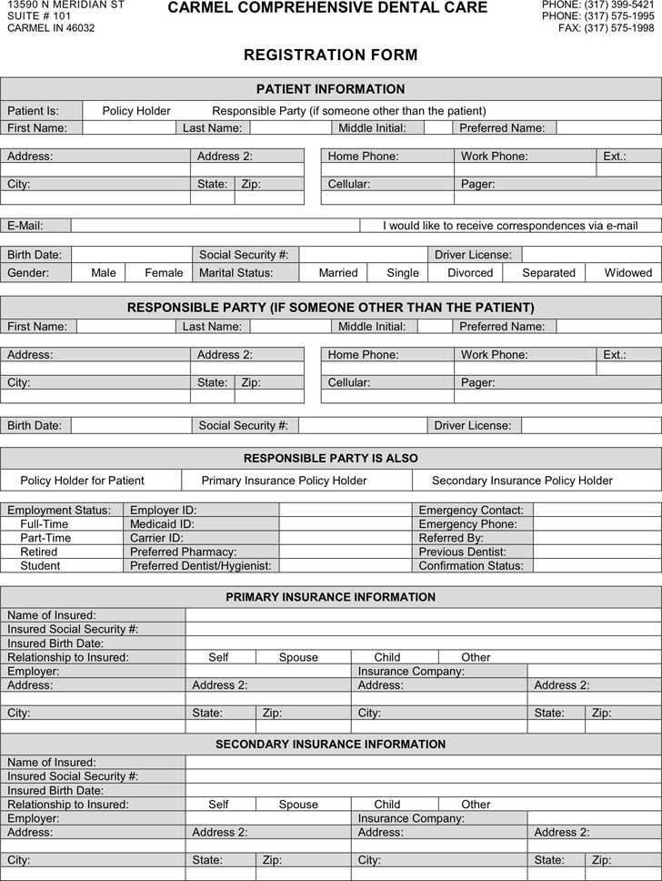 Free Printable Patient Registration Form Free Printable