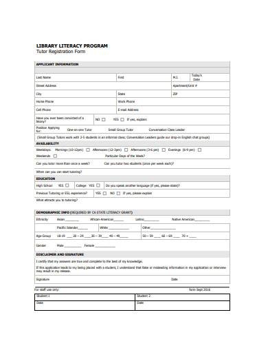 Free Printable Tutoring Registration Form Templates Printable Forms 