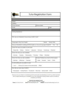 Free Printable Tutoring Registration Form Templates Printable Forms