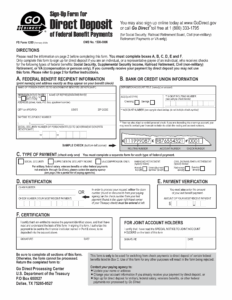 Free Social Security Direct Deposit Authorization Form 1200 PDF