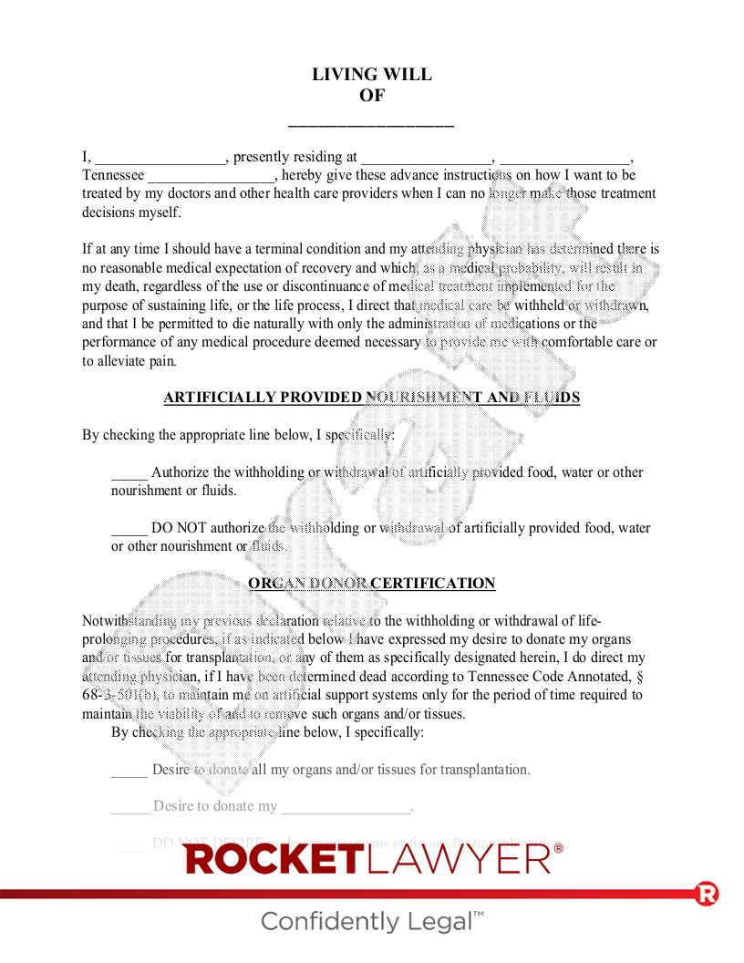 Free Tennessee Living Will Make U0026 Download Rocket Lawyer Worksheets Library