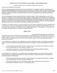 Free Texas Advance Directive Form PDF EForms