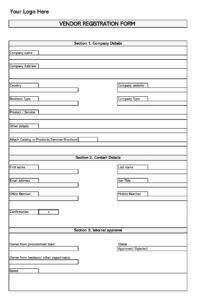 Free Vendor Registration Forms And Templates Editable