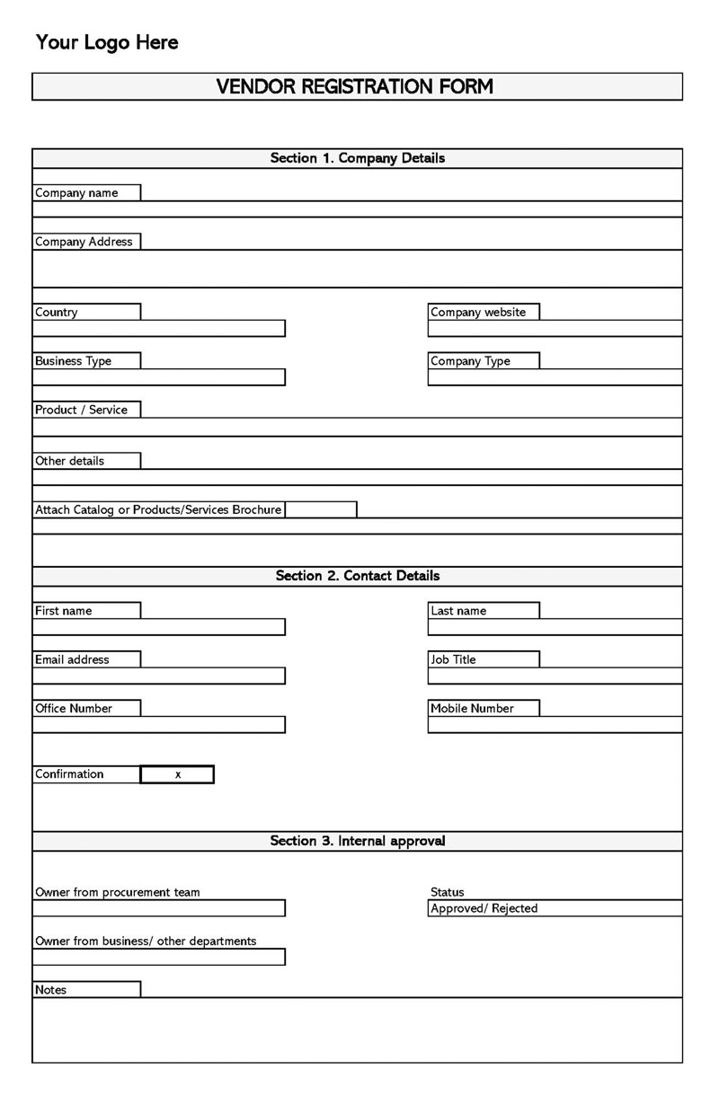 Free Vendor Registration Forms And Templates Editable