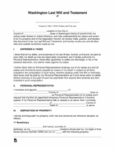 Free Washington Last Will And Testament Template PDF Word EForms
