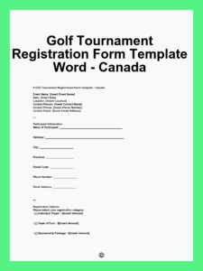 Golf Tournament Registration Form Template Word Canada