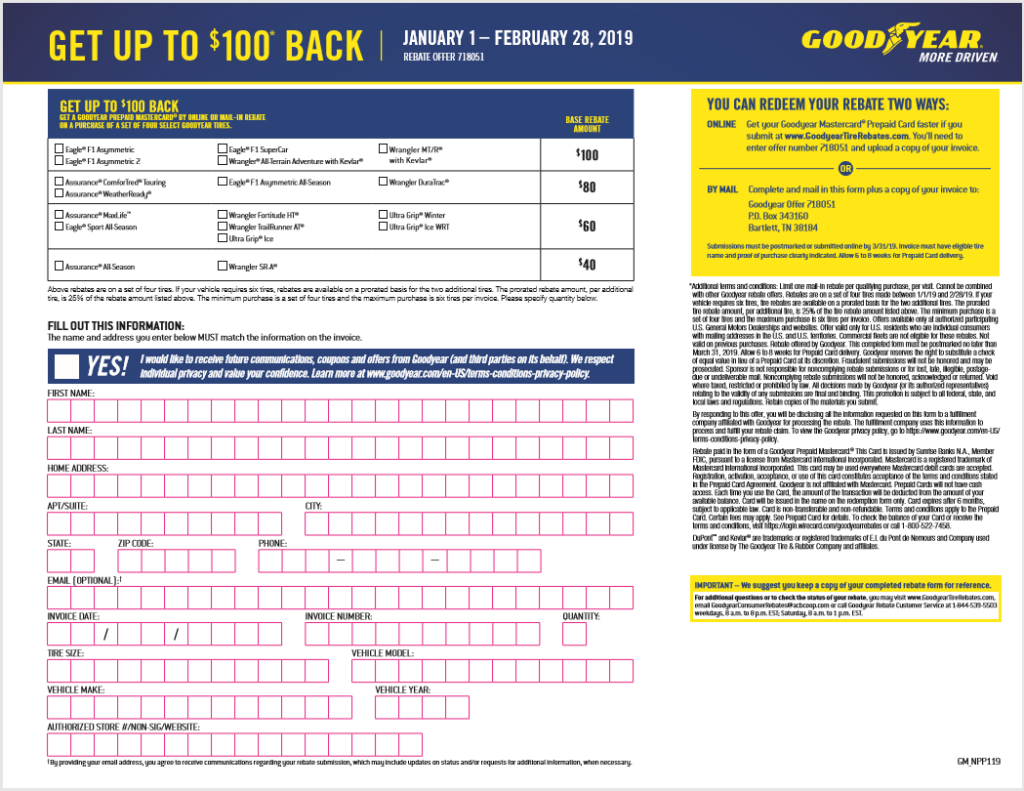 Goodyear Rebate Form 2025 Irene J Hall