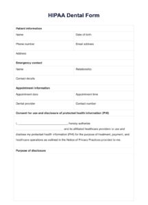 HIPAA Dental Form
